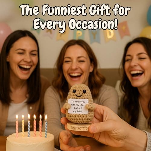 Funny Friendship Gifts for Women Men - Sassy Tiny Crochet Potato with 30 Uplifting Hilarious Cards for Friends, Bestie, BFF, Bestfriend, Coworkers - Best Friend Birthday Present Idea for Women, Her
