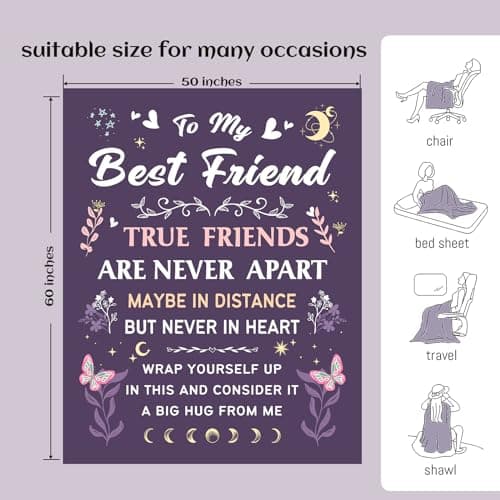Best Friend Blanket Gifts on Christmas, Friendship Blanket Gifts for Women, Work Bestie, BFF, Soul Sister, for Women Friends on Mothers Day, Birthday, Xmas, to My Friend Throw Blanket, 60"x50"