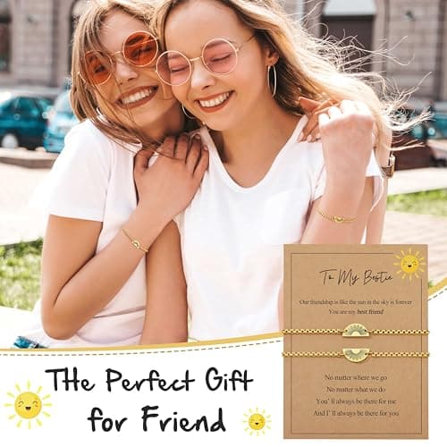 JoycuFF Friendship Bracelets Birthday Gifts for Women Friendship Best Friend Gift Matching Bracelets to My Bestie Sun Bracelet 2pcs