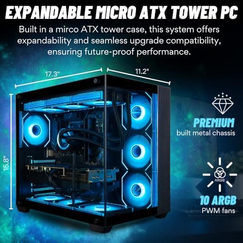 Panorama XL Gaming PC Desktop (NVD GeForce RTX 5080, Intel 24-Core i9-14900KF Processor, 96GB DDR5 RAM, 4TB Gen4 NVMe SSD, WiFi 6E, HDMI, Windows 11 Pro) Best 2025 Prebuilt Tower RGB Gamer Computer