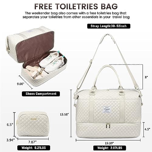 LOVEVOOK Travel Duffle Bag,Weekender Bags for Women with Shoe Compartment，Carry on Overnight Bag with Toiletry Bag,Gym Duffel Bag with Wet Pocket, Hospital Bags for Labor and Delivery