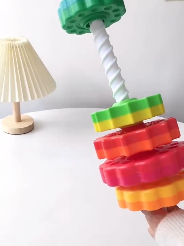 Baby Spinning Stacking Toys for Toddlers 1-3, Rainbow Ring Stacker Montessori Toys for Babies 6-12 Months, 1 2 3 One Year Old Girl Boy Christmas Birthday Gifts, Autism Sensory Learning Toy