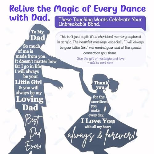 Dad Gifts from Daughter for Birthday Father's Day Christmas Valentine's Day Easter Present - Meaningful Sentimental Dancing Acrylic Plaque Keepsake Desk Decor for Bonus Step Papa Daddy