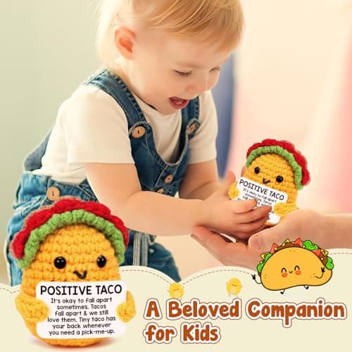 Positive Crochet Taco Christmas Birthday Gifts for Women Men Self Care Son Back to School Mom Dad Daughter Sister Friend Coworkers Relaxation Gift Desk Home Fall Decor Emotional Inspirational Support