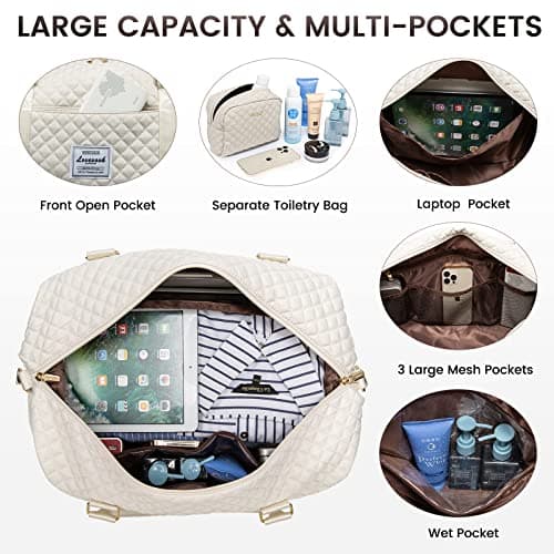 LOVEVOOK Travel Duffle Bag,Weekender Bags for Women with Shoe Compartment，Carry on Overnight Bag with Toiletry Bag,Gym Duffel Bag with Wet Pocket, Hospital Bags for Labor and Delivery