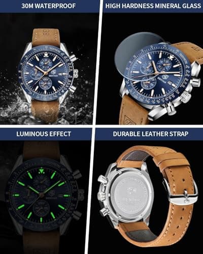 BENYAR BY BENYAR Watch for Men Analog Quartz Chronograph Waterproof Luminous Designer Mens Wrist Watches Business Work Sport Casual Dress Watch with Silicone Strap Elegant Gifts for Men