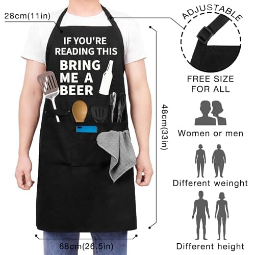 Funny Cooking Chef Apron with Pockets BBQ Kitchen Work Aprons Birthday Dad Creative Gifts
