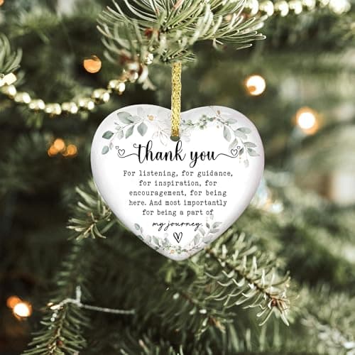 Gossby Heart-Shaped Thank You Ceramic Ornament - Appreciation Gift for Women - Thank You Gift for Coworker, Friend, Teacher, Boss, Employee - Car Hanging Decoration Ornament - Wine Bottle Decor