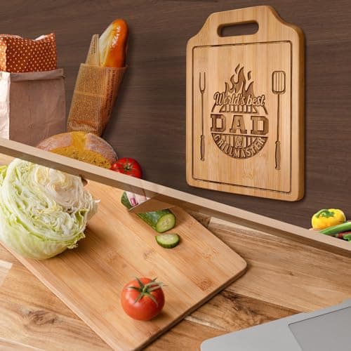 AceThrills Dad Birthday Gift for Dad Gifts Who Wants Nothing from Daughter Son - Engraved Bamboo Cutting Board 12.3"L x 8.7"W x 0.4"Th