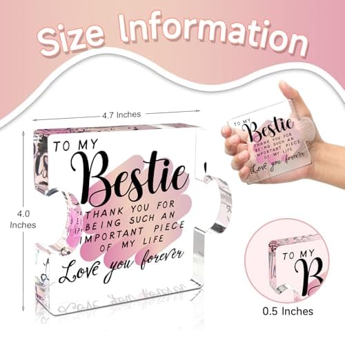 Best Friend Birthday Gifts for Women, Friendship Gifts for Women, Bestie Acrylic Puzzle Plaque Keepsake for Soul Sister Female Bestfriend Work Besties Birthdays, Graduation Gift for Her
