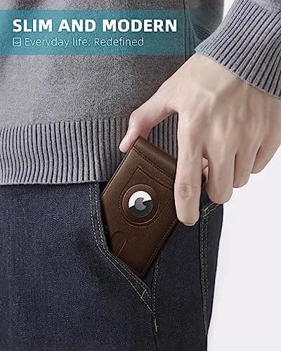 Zitahli Men's Wallets Airtag Holder Slim Rfid Leather with Gift Box