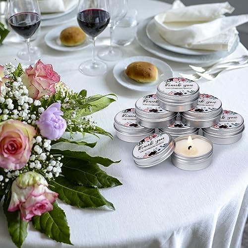 MTLEE 50 Pcs Wedding Candles Gift Favors for Guests 1 Oz Lavender Scented Soy Wax Aromatherapy Candle Favors for Bridal Shower Rustic Wedding Party Guests(Thank You)