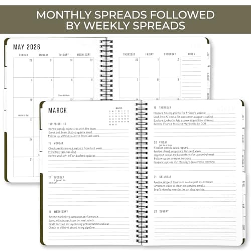 Durable 2026 Daily Planner - 7" x 10" Daily Planner with Weekly & Monthly Spreads for Easy Planning - Perfect Calendar Book for Women or Men To Organize All Appointments, Tasks and Boost Productivity