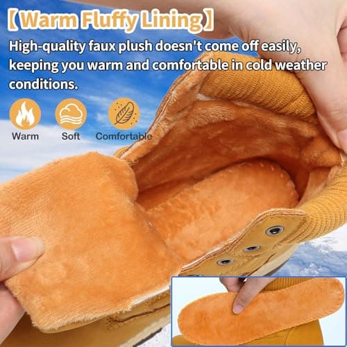 Brykan Winter Hiking Boots Women Waterproof Snow Ankle Booties Work Boots Warm Fur Lined Trekking Shoes Winter Lace up Booties for Women