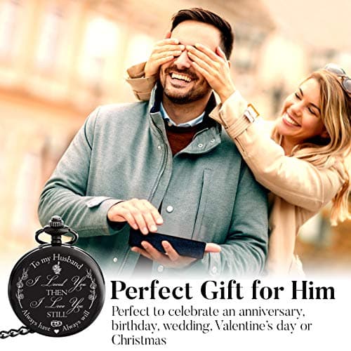 FJ FREDERICK JAMES Anniversary Gift's for Men - Engraved ‘to My Husband’ Pocket Watch | Anniversary Gift's for Him I Love You Gift for Husband for Birthday I Valentines