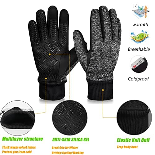 MOREOK Winter Gloves for Men/Women -10°F 3M Thinsulate Warm Touch Screen Snow Ski Bicycle Bike Gloves for Driving/Cycling/Running/Hiking