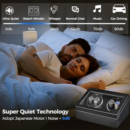 ANWBROAD ANWBROAD Watch Winders for Automatic Watches, Automatic Watch Winder with 4 Watch Rotator and 6 Extra Storages, 4 Watch Winder with Japanese Quiet Motor, Carbon Fiber Watch Winder,UJWW012C