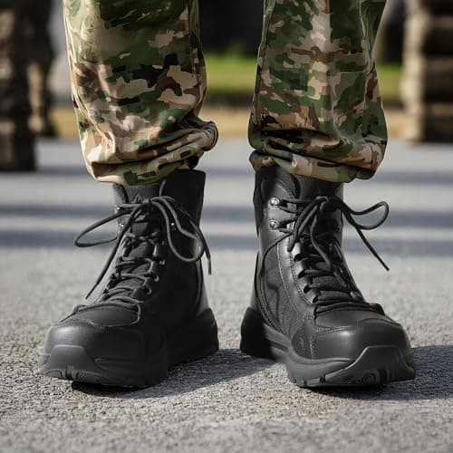 NORTIV 8 Men's Lightweight Military Tactical Work Boots Outdoor Hiking Motorcycle Combat Boots