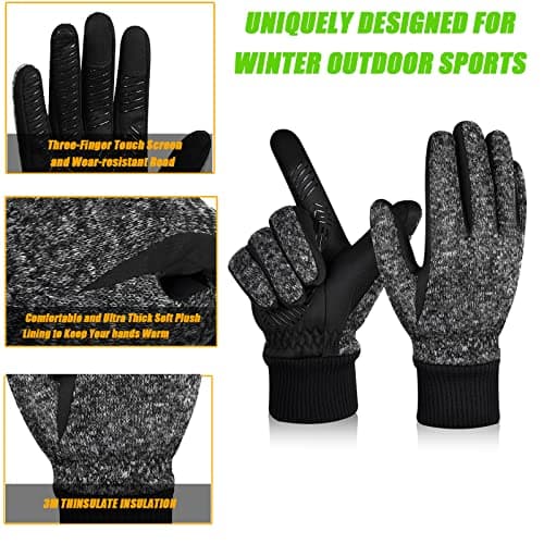 MOREOK Winter Gloves for Men/Women -10°F 3M Thinsulate Warm Touch Screen Snow Ski Bicycle Bike Gloves for Driving/Cycling/Running/Hiking