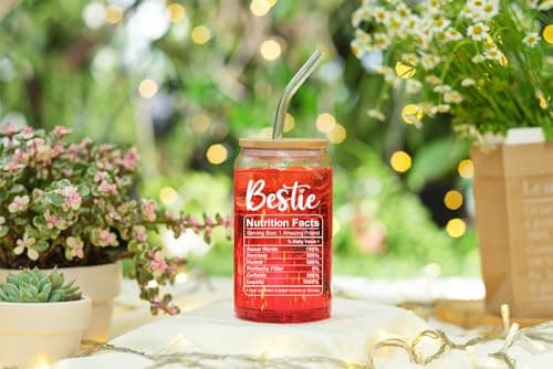 NewEleven Gift For Friends, Bestie - Birthday Gifts for Women Friendship - Unique Friendship Gifts For Women, Friend, Bestie, Bff, Soul Sister, Work Bestie - 16 Oz Coffee Glass