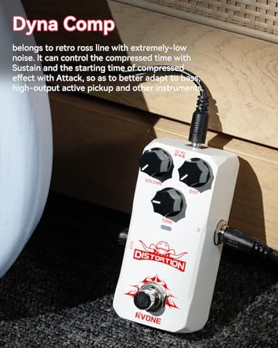 RVONE High Gain Distortion Pedal for Electric Guitar, Aluminum Guitar Pedal, Analog Guitar Effects Pedal for Compact Stage & Studio Pedal, True Bypass