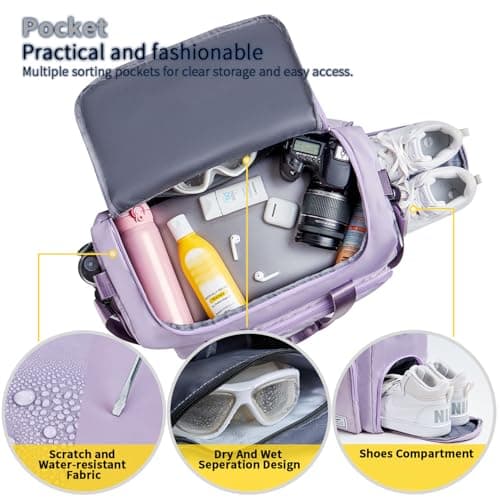 FIORETTO Women's Gym Duffle Bag with Shoes Compartment, 37L Capacity, Ideal for Travel, Gym, Sports, Duffel, Weekender