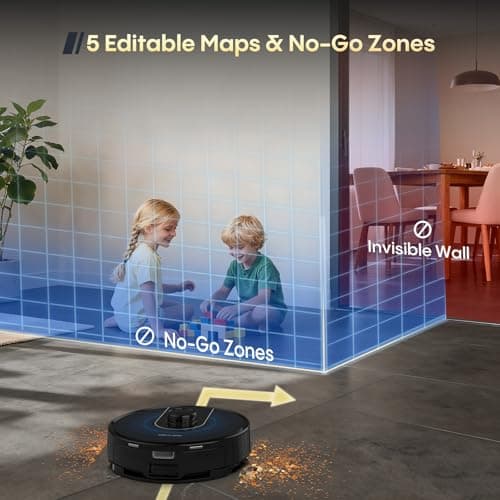 Bagotte Robot Vacuum and Mop, Robot Vacuum Self Emptying, 5000Pa Powerful Suction, 90-Day Hands-Free, Advanced Smart Mapping, LiDAR Navigation Robotic Vacuum for Pet Hair, Dust, Carpet, WiFi/App/Alexa