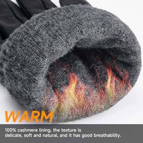 OZERO Mens Winter Gloves Nappa Leather Warm Wool Touchscreen Dress Glove - Thermal Gifts for Dad or Husband