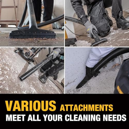 DEWALT 5 Gallon STEALTHSONIC Shop Vacuum Wet and Dry, Powerful Suction & Portable Shop Vac with Attachments, Ultra Quiet Wet Dry Vacuum for Home, Garage, Car, Workshop, Jobsite, DXV05S-QT, 4 Peak HP