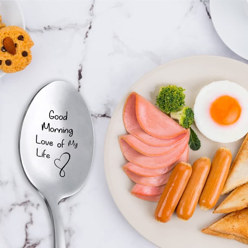 Husband Boyfriend Anniversary Birthday Gifts Wife Girlfriend Good Morning Love of My Life Coffee Tea Ice Cream Spoon for Him Her Valentines Day Gifts for BF GF Teaspoons Tablespoon