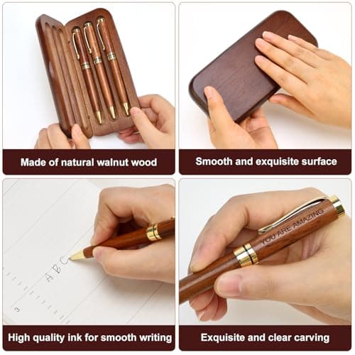 Luxury Wooden Pen Set Thank You Gifts for Women Men Friends Cool Teacher Boss Appreciation Gift for Female Coworkers Nice Engraved Pens Gifts Office Business Pens Work Employee Gratitude Gift