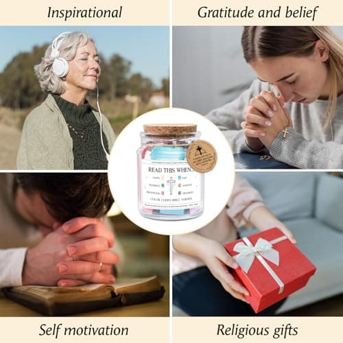 NewEleven Birthday Gifts For Women - Christian Gifts For Women, Her, Friends - Appreciation Present From Friend, Family - Decorative Glass Inspirational Scripture Jar With 92 Bible Verse