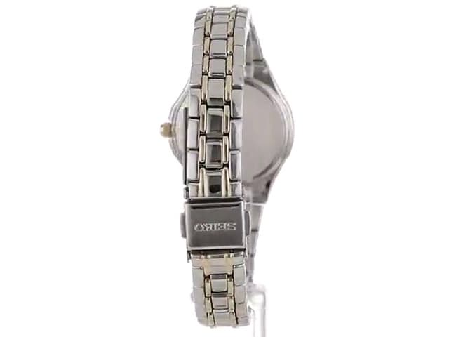 SEIKO Watch for Women - Diamond Collection - with 18 Diamond Accents, Solar Power, Mother-of-Pearl Dial, Two-Tone Rose Gold Stainless Steel Case & Bracelet, and Water-Resistant to 50m