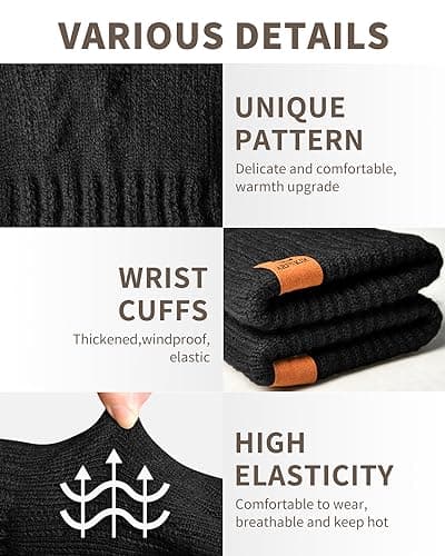 ARFNKIM Thermal Winter Gloves-Fleece Lining Touch Screen Knit Stretchy Warm Gloves for Running Cycling Riding- Men Women