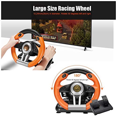 PXN V3II PC Racing Wheel, USB Car Race Sim Game PC Steering Wheel with Pedals for Windows PC/PS3/PS4/Nintendo Switch/Xbox One/Xbox Series X/S