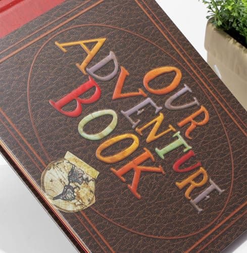 Scrapbook Photo Album,Our Adventure Book, Embossed Words Hard Cover Movie Up Travel Scrapbook for Anniversary, Wedding, Travelling, Baby Shower, etc (Adventure Book)