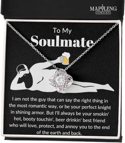 To My Soulmate Necklace For Women, Funny Gifts For Girlfriend, Personalized Christmas Presents For Girlfriend, Best Birthday Meaningful Gift Ideas For Wife, Women Romantic Jewelry For Her Anniversary