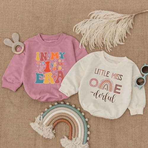 2Pcs Baby Girl First Birthday Romper, 1st Birthday Era Baby Girl Outfits