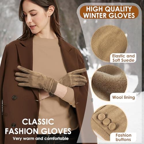 Dsane Womens Gloves Winter Touch Screen Texting Phone Windproof Gloves for Women Fleece Lined Thick Warm Gloves