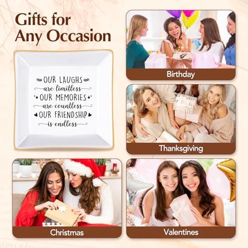 PUDDING CABIN Best Friend Birthday Gifts for Women Friendship is Endless Jewelry Dish for Women Rings Earrings, Unique Gifts for Woman Female Friend Birthday Christmas Mothers Day Gift