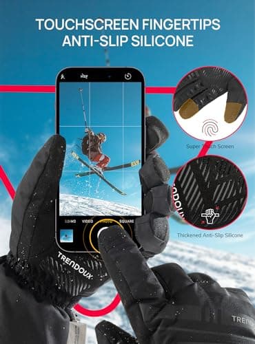 TRENDOUX Winter Ski Snow Gloves : 100% Waterproof 3M Thinsulate -30°F Cold Weather Windproof Warm Lined Gloves for Men Women Insulated Touchscreen Glove with Anti-Slip