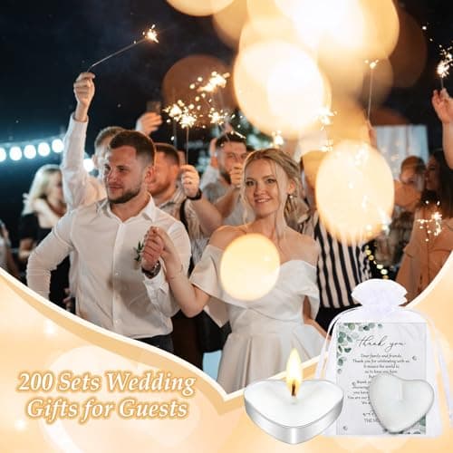 100 Sets Wedding Gifts for Guests Heart Shaped Candles Mini Candles Wedding Candle Gifts for Guests Thank You Cards and Organza Bags for Bridal Shower Party Favors
