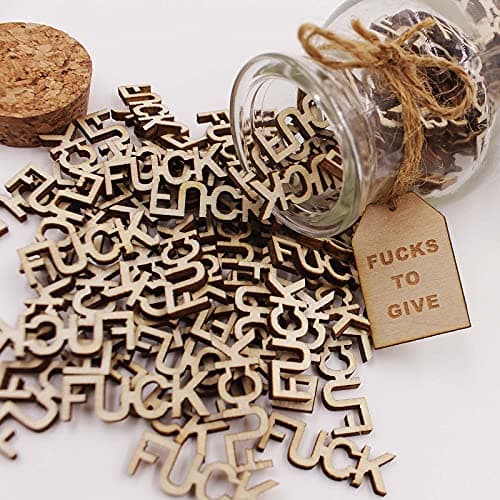 fuc k jar（5oz）Gift Jar,Fuc ks to Give,Fuc k Wooden Cutout Letter Piece Bad Mood Vent Spoof Birthday Day,Holiday, Thanksgiving Christmas Gifts to Friend,gag Funny Gift