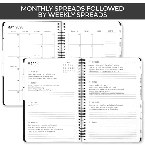 Durable 2026 Daily Planner - 7" x 10" Daily Planner with Weekly & Monthly Spreads for Easy Planning - Perfect Calendar Book for Women or Men To Organize All Appointments, Tasks and Boost Productivity