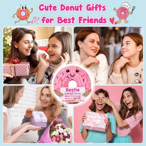 Bestie Gifts for Women Friend - Funny Cute Cool Handmade Knitted Donut for Female Woman Besties Best Friends BFF Soul Sister Coworker Friendship Birthday