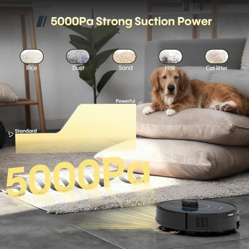 Bagotte Robot Vacuum and Mop, Robot Vacuum Self Emptying, 5000Pa Powerful Suction, 90-Day Hands-Free, Advanced Smart Mapping, LiDAR Navigation Robotic Vacuum for Pet Hair, Dust, Carpet, WiFi/App/Alexa