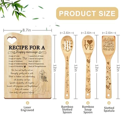 Wedding Gift for Couple 2025, Recipe for A Anniversary Marriage Cutting Board Mr and Mrs Gifts,Bridal Shower Gifts for Bride and Groom Engagement, Newlywed Bride o Be Gifts, Christmas His Her Gifts