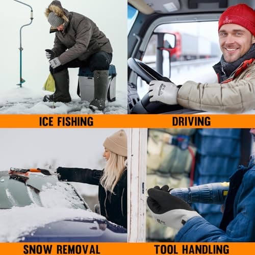 HANDLANDY 2 Pairs Waterproof Work Gloves for Cold Weather, Insulated Winter Freezer Work Gloves with Grip for Men & Women