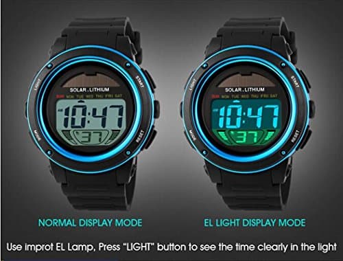 MASTOP Solar Watch Neutral LED Digital Watch Military Waterproof Sports Watch Black