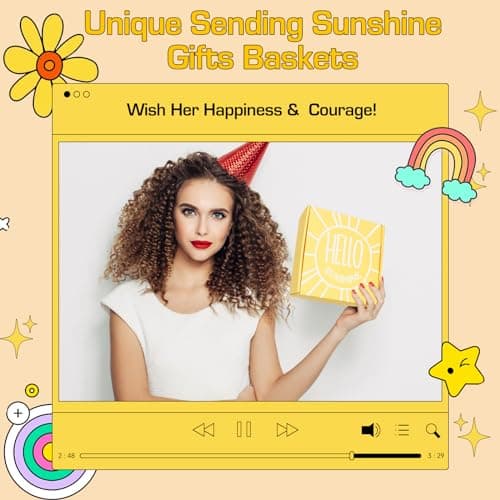 Gift Baskets for Women, 10pcs Unique Birthday Gifts for Women, Best Friend Birthday Xmas Gifts, Get Well Soon Gift Basket Sending Sunshine Cheer Up Box for Sister Friendship - BRIGHTEN UP HER DAY!